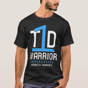 Diabetes Awareness Blauw Lint T1D Warrior 1 T-shirt