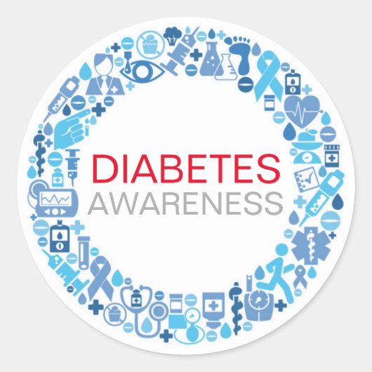 Diabetes Awareness Blue Circle Sticker (Voorkant)
