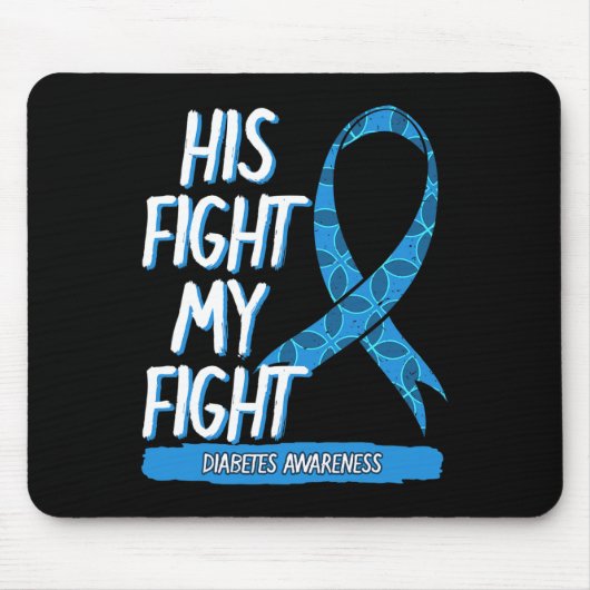 Diabetes Awareness Blue Fight Ribbon DM Diabetic G Muismat (Voorkant)