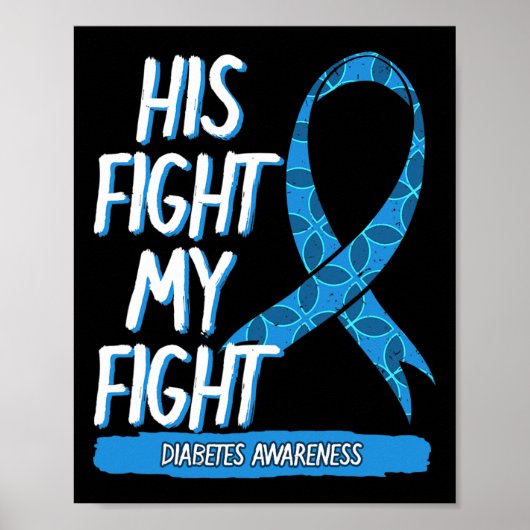 Diabetes Awareness Blue Fight Ribbon DM Diabetic G Poster (Voorkant)