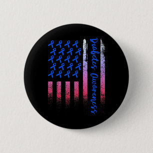 Diabetes Awareness Blue Ribbon Verenigde Staten Am Ronde Button 5,7 Cm