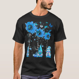 Diabetes Awareness Faith Hope Love Gnome Blue Ribb T-shirt