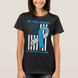 Diabetes Awareness Family USA Flag Blue Ribbon Dia T-shirt