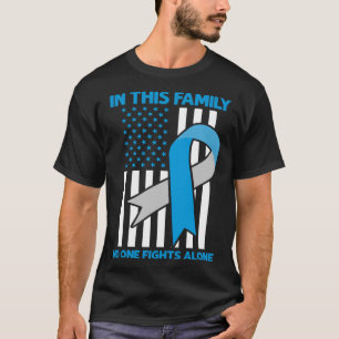 Diabetes Awareness Family USA Flag Blue Ribbon Dia T-shirt