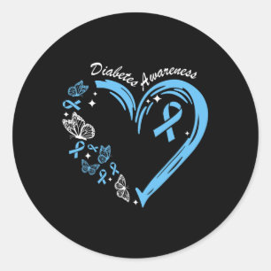 Diabetes Awareness Heart Blue Ribbon Diabetes Awar Ronde Sticker