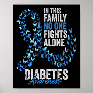 Diabetes Awareness Month Butterflies Blue Ribbon Poster
