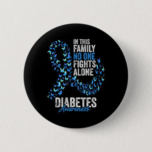 Diabetes Awareness Month Butterflies Blue Ribbon Ronde Button 5,7 Cm