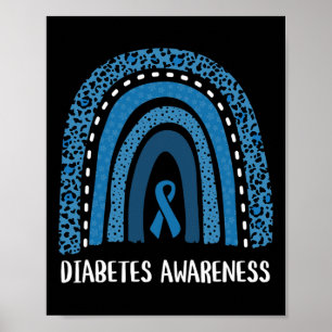 Diabetes Awareness Month Retro Rainbow T1 T2 1 Poster