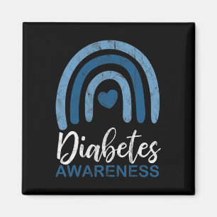 Diabetes Awareness Month Retro Rainbow T1 T2 Magneet