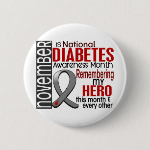 Diabetes Awareness Month Ribbon I2.2 Ronde Button 5,7 Cm