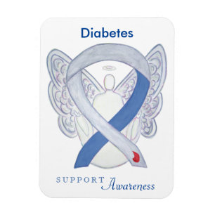 Diabetes Awareness Ribbon Angel Custom Art Magnets Magneet