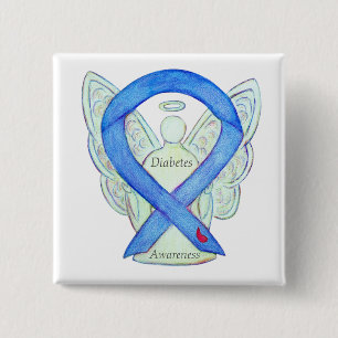 Diabetes Awareness Ribbon Angel Gepersonaliseerd A Vierkante Button 5,1 Cm