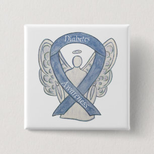 Diabetes Awareness Ribbon Angel Gepersonaliseerd A Vierkante Button 5,1 Cm