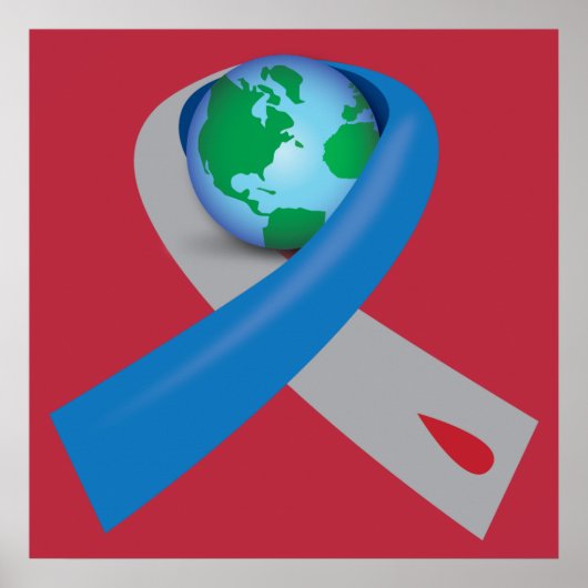 Diabetes Awareness Ribbon Around the World Poster (Voorkant)