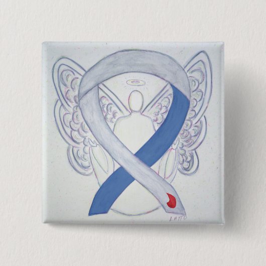 Diabetes Awareness Ribbon Custom Angel IDDM Pins Vierkante Button 5,1 Cm (Voorkant)