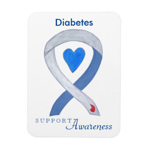 Diabetes Awareness Ribbon Heart Fridge Magnets Magneet