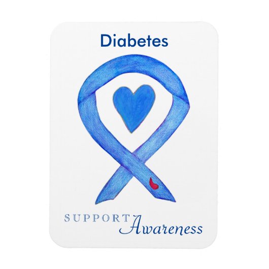 Diabetes Awareness Ribbon Heart Fridge Magnets Magneet (Verticaal)