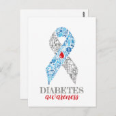 Diabetes Awareness Schleife Briefkaart (Voorkant / Achterkant)
