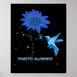 Diabetes Awareness Sunflower Lover Hummingbird Rib Poster