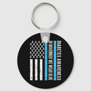Diabetes Awareness T1D In November Draag we Blue M Sleutelhanger