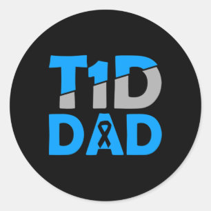 Diabetes Awareness Type 1 - Diabetic T1D Dad Ronde Sticker