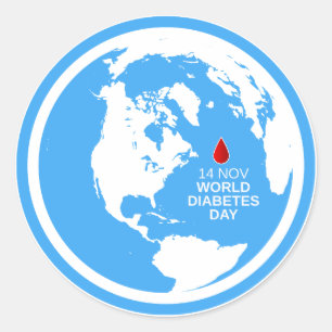 Diabetes Awareness Wereld Diabetes Dag 14 november Ronde Sticker
