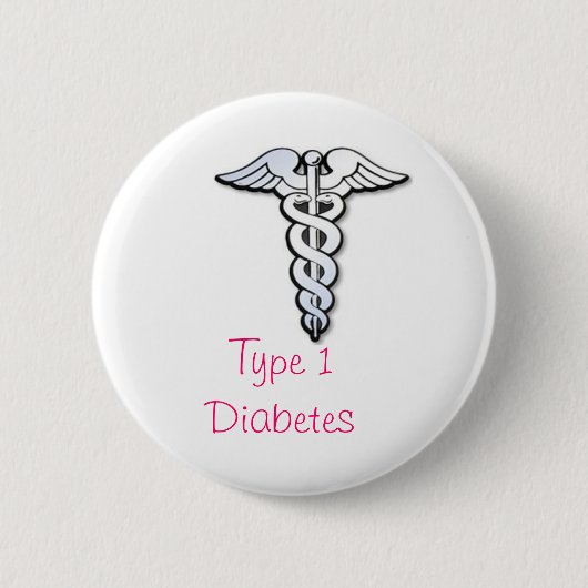 Diabetes Badge - Roze Ronde Button 5,7 Cm (Voorkant)