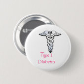 Diabetes Badge - Roze Ronde Button 5,7 Cm (Voorkant /achterkant)
