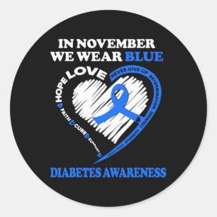 Diabetes Bewustheid In november Draag we blauw Ronde Sticker