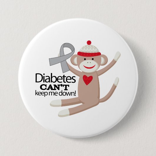 Diabetes Cant Keep Me Down Socket Monkey Ronde Button 7,6 Cm (Voorkant)