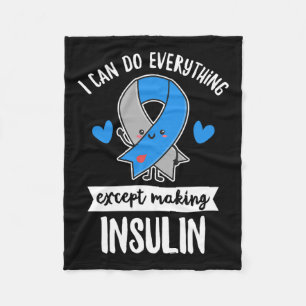 Diabetes citaat voor een T1D-diabetespatiënt Fleece Deken