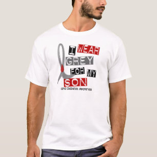 Diabetes die ik grijs Draag heb voor mijn zoon 37 T-shirt