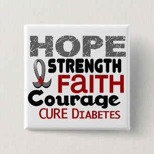 Diabetes HOPE 3 Vierkante Button 5,1 Cm