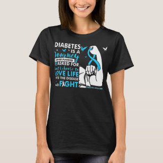 Diabetes is een reis naar T1D Diabetes die waarsch T-shirt