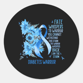 Diabetes Krijger Blauwe Lint Vlinder Diabetes Ronde Sticker