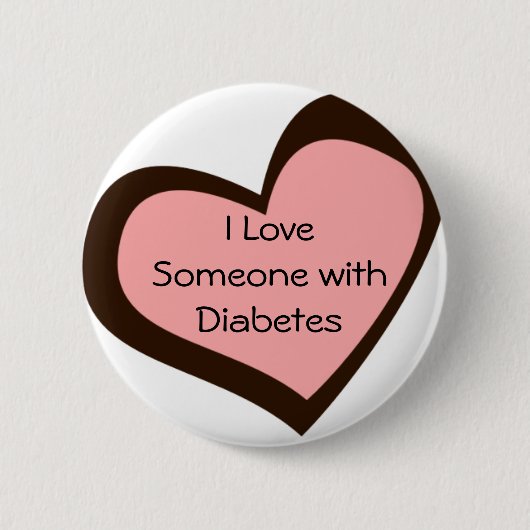 Diabetes Love Pin Ronde Button 5,7 Cm (Voorkant)