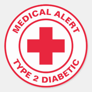 Diabetes medisch alarm type 2 diabetisch rood ronde sticker
