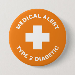 Diabetes medisch alarm type 2 diabetisch Sinaasapp Ronde Button 7,6 Cm