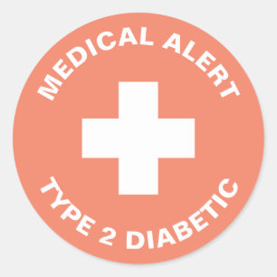 Diabetes Medische Alert Type 2 Diabetische Pastel Ronde Sticker