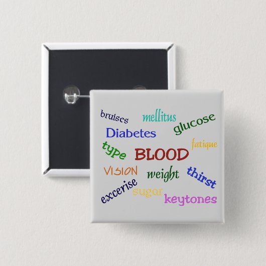 Diabetes Square Button (Voorkant /achterkant)