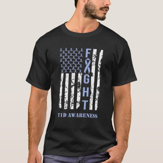 Diabetes T1D Bewustmaking Maand Fight Flag Blue Ri T-shirt (Voorkant)