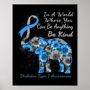Diabetes Type 1 Bewustmaking Zonnebloem Lephant Be Poster