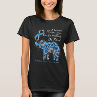 Diabetes Type 1 Bewustmaking Zonnebloem Lephant Be T-shirt