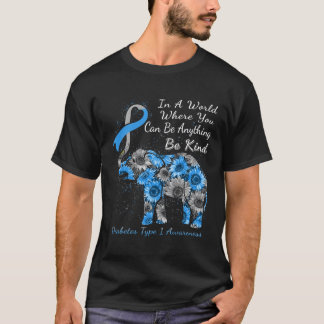 Diabetes Type 1 Bewustmaking Zonnebloem Lephant Be T-shirt