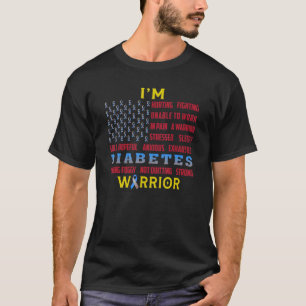 Diabetes Warrior Amerikaanse vlag Diabetes Awarene T-shirt
