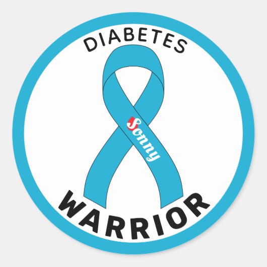 Diabetes Warrior Ribbon White Round Sticker (Voorkant)