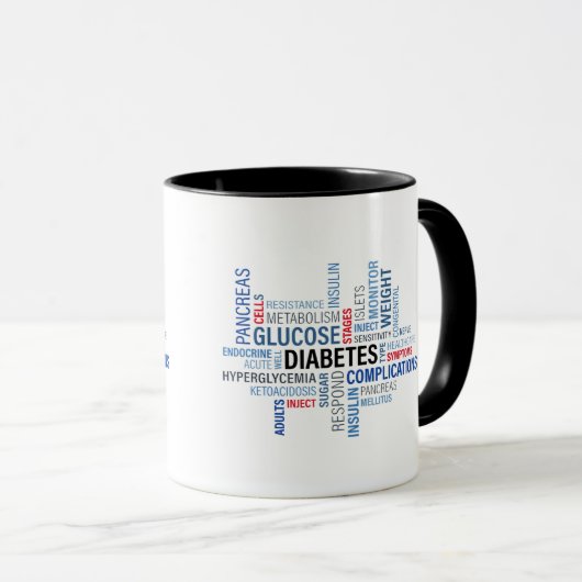 Diabetes Words Combo Mok (Voorkant rechts)