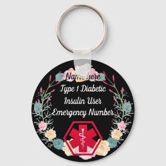 Diabetische waarschuwing speciaal type 1 of 2 sleutelhanger