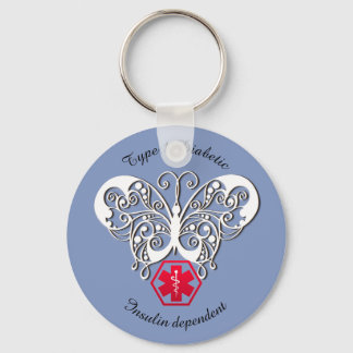 Diabetische waarschuwingen type 1 of 2 personalise sleutelhanger