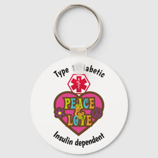 Diabetische waarschuwingen Type 1 of 2 Persoonlijk Sleutelhanger